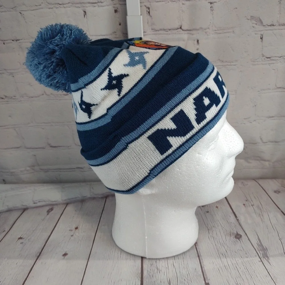 Naruto Anime Unisex Kids Beanie Hat Toboggan One Sz Blues White Orange Blue Pom